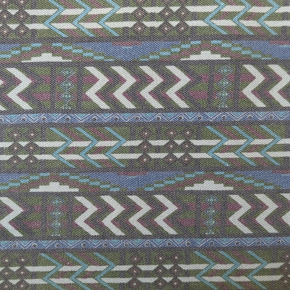 Woolrich 80's Vintage Funky Aztec Printed Short Sleeve Henley Polo Shirt Blue L - Picture 5 of 9